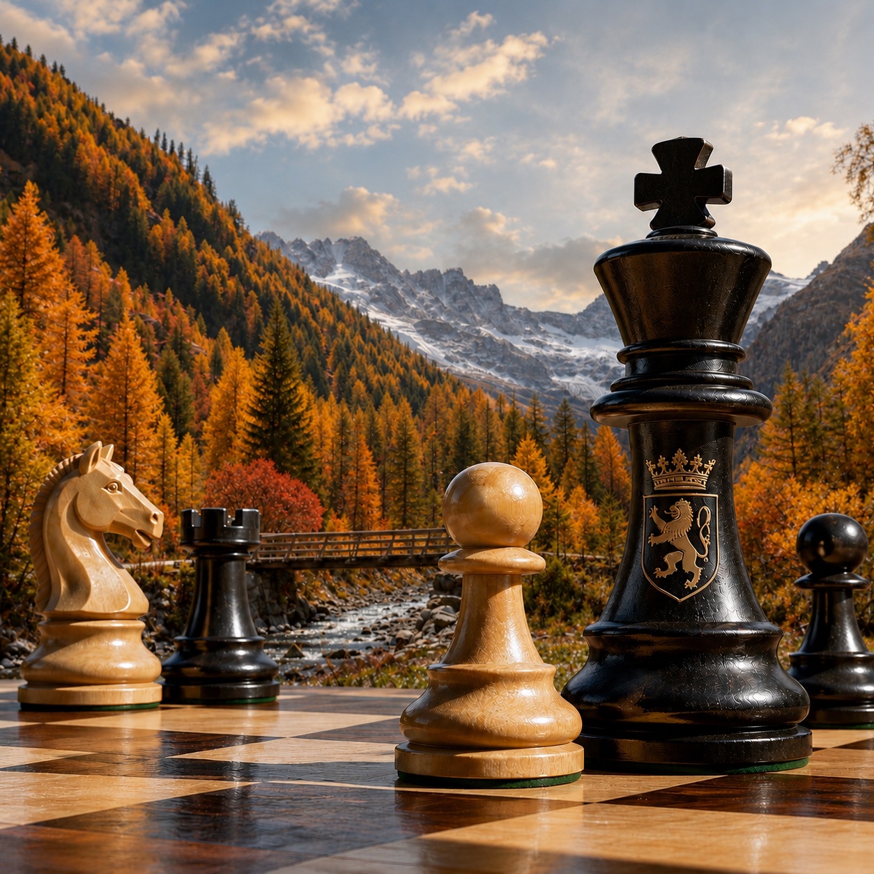 Scacchi e montagne in autunno — Aosta, Valle d'Aosta